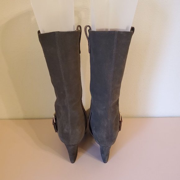 Earthies Green Brown Pointy Toe Boots‎ Suede Leather LINTZ 9.5B - Picture 2 of 7